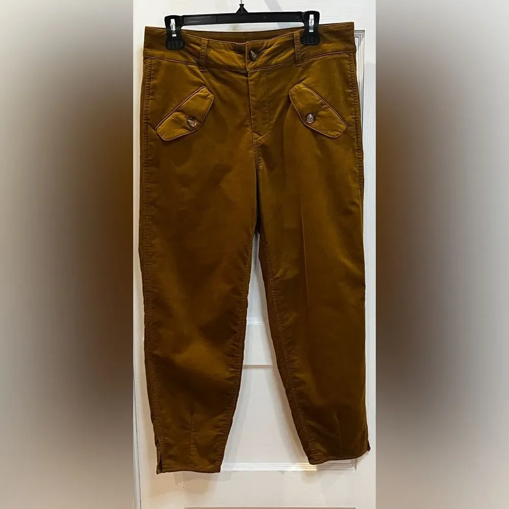 Kut From The Kloth Sadie Slit Hem Crop Corduroy Pants golden brown Size 6